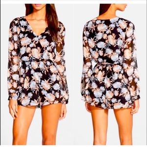 ASTR chiffon floral black romper